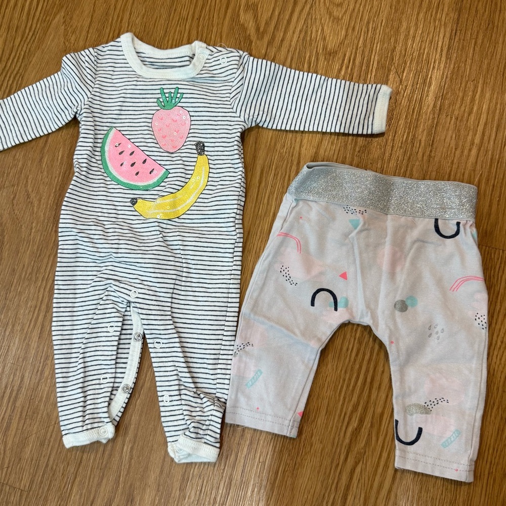 Striped Fruit Print Kids One Piece size 0-3 months